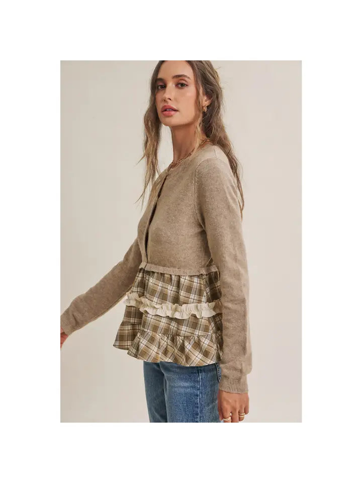 The Plaid Peplum Cardigan
