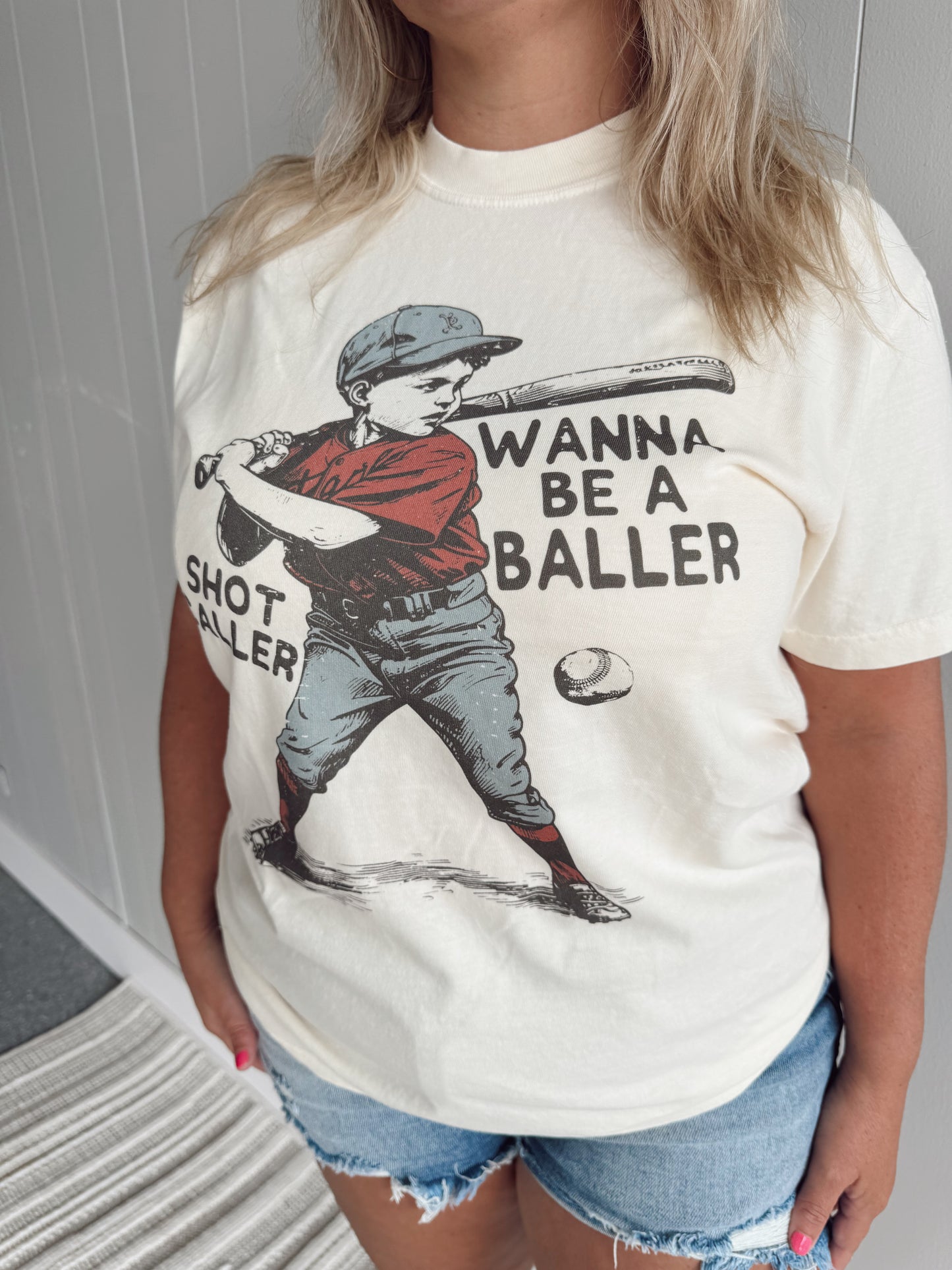 Wanna Be A Baller Ivory Graphic Tee