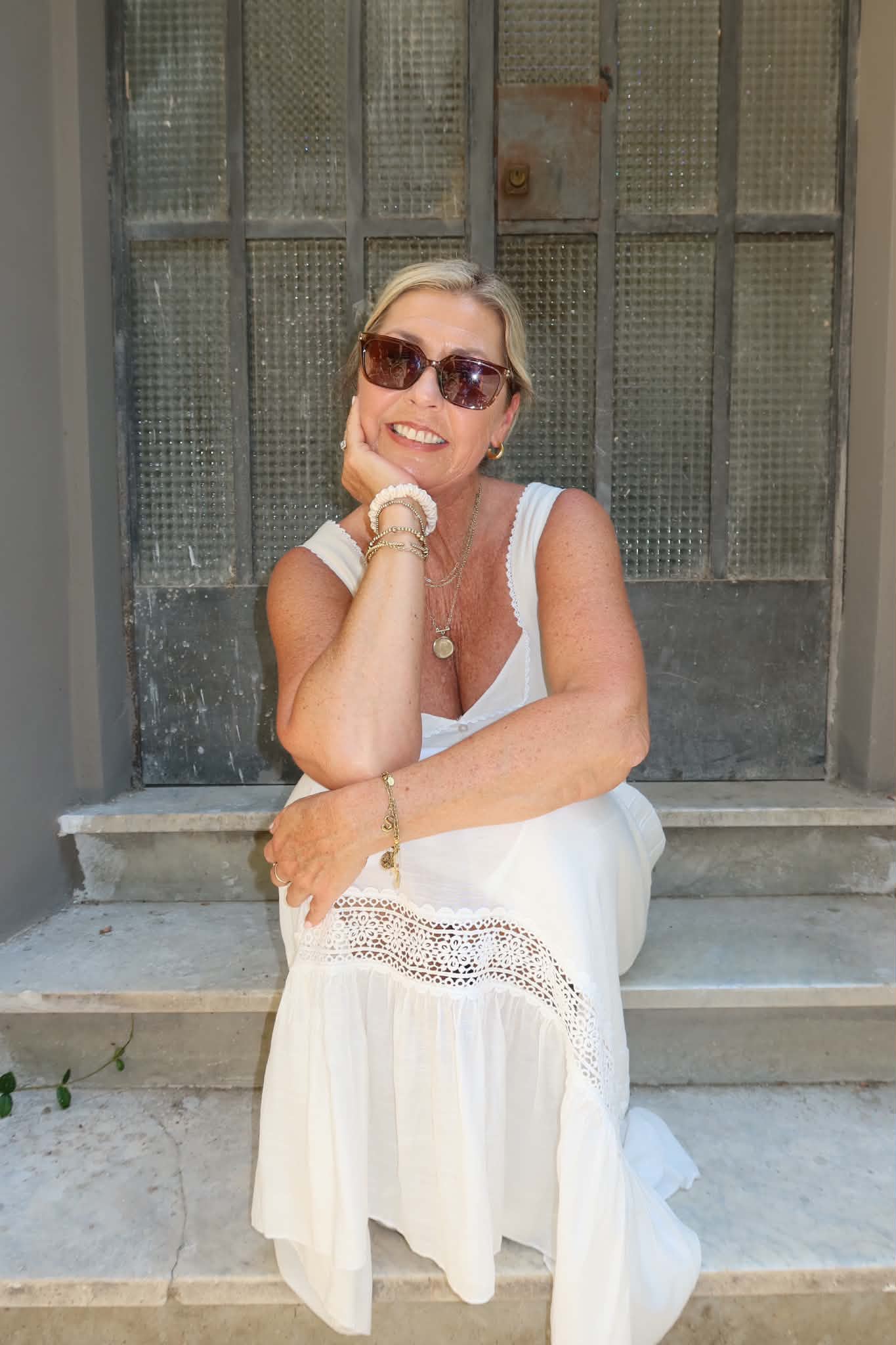 Linen Lady Crochet Trim Tie Top