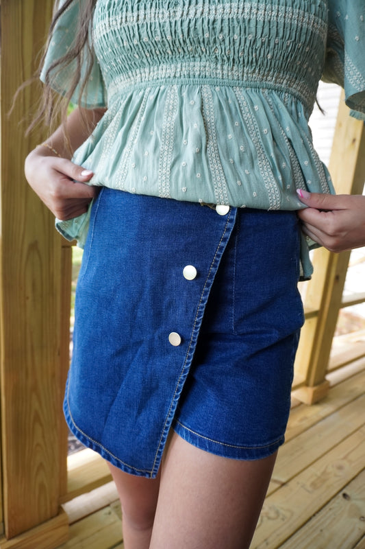 The Darling Denim Wrap Skort
