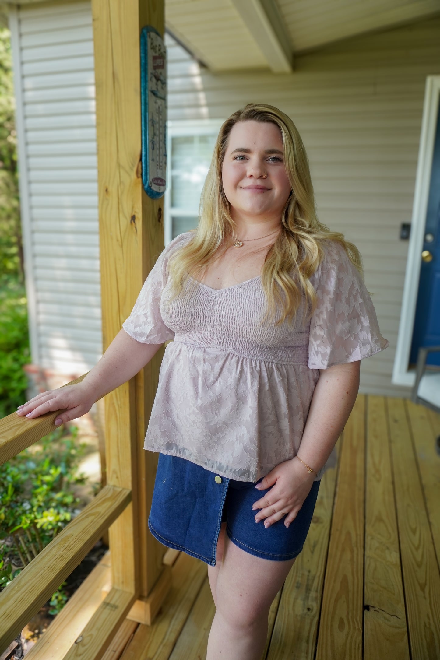 Graceful Bloom Smocked Top