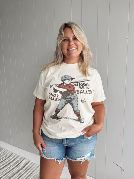 Wanna Be A Baller Ivory Graphic Tee