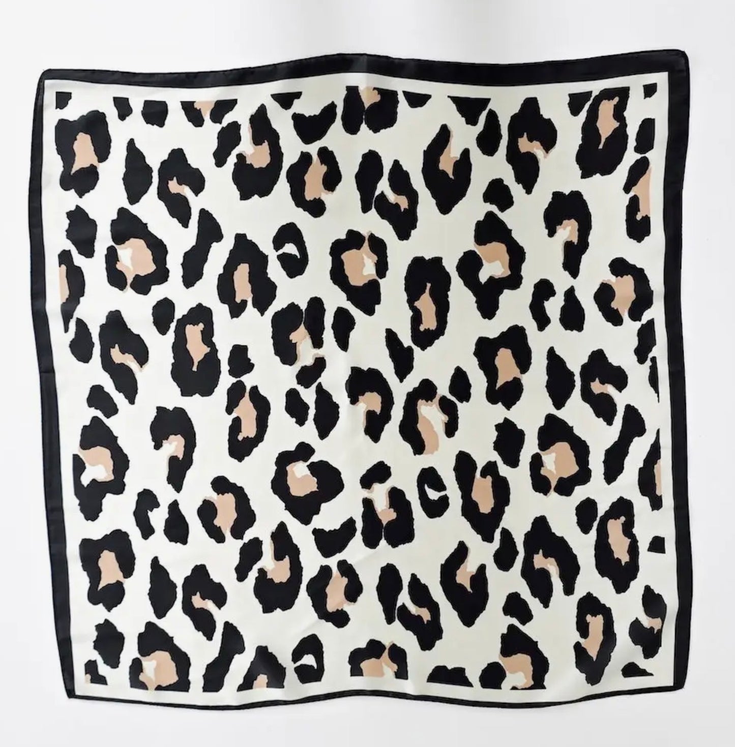 Leopard Print Square Scarf - Cream