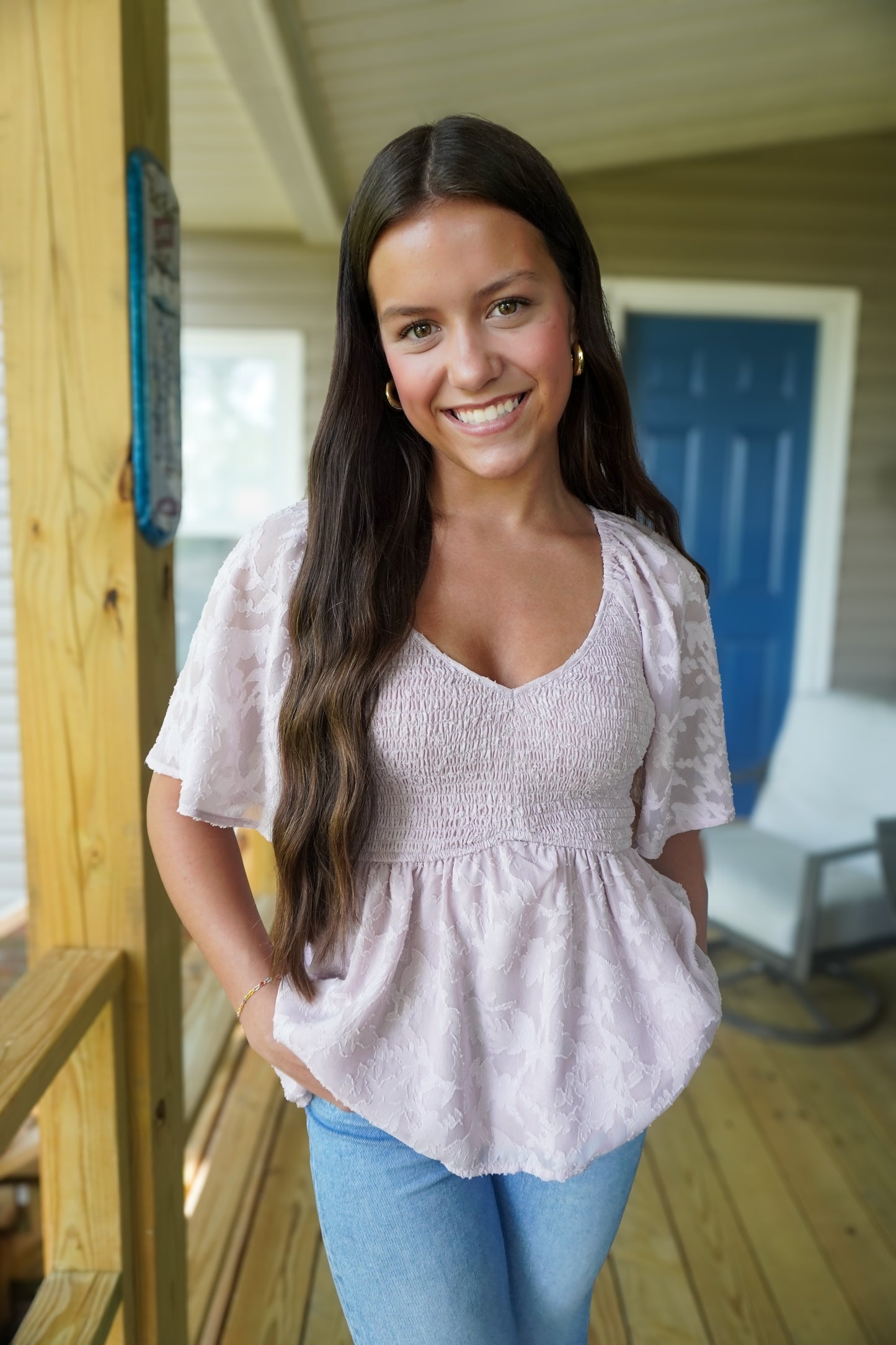 Graceful Bloom Smocked Top