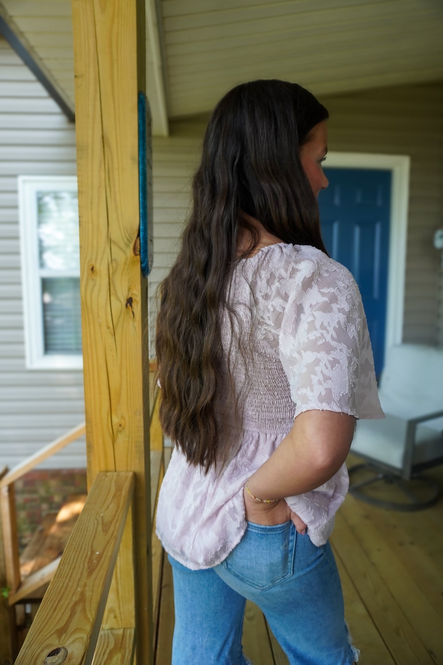 Graceful Bloom Smocked Top