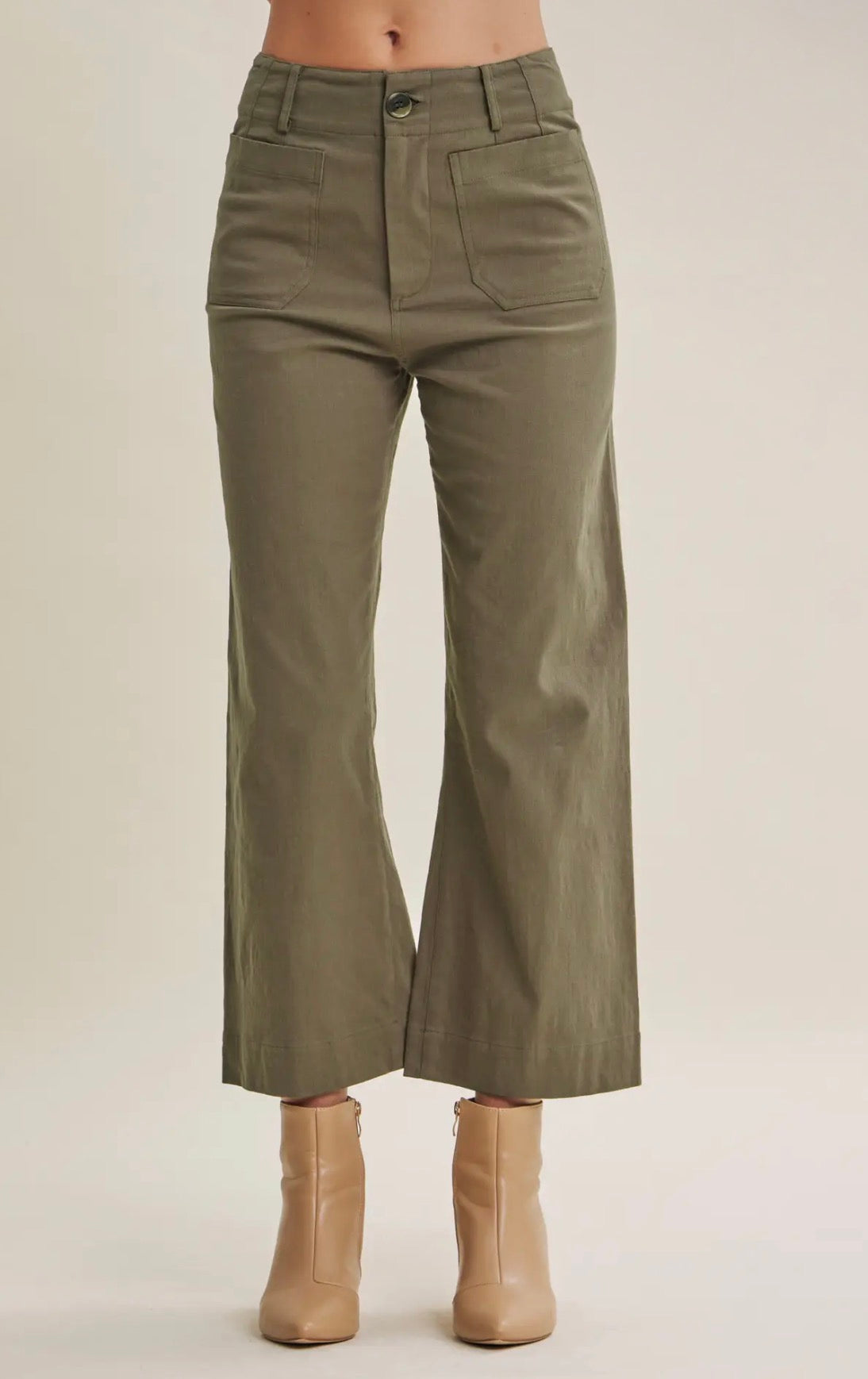 Seasonless Cotton Linen Stretch Straight Leg Ankle Pants