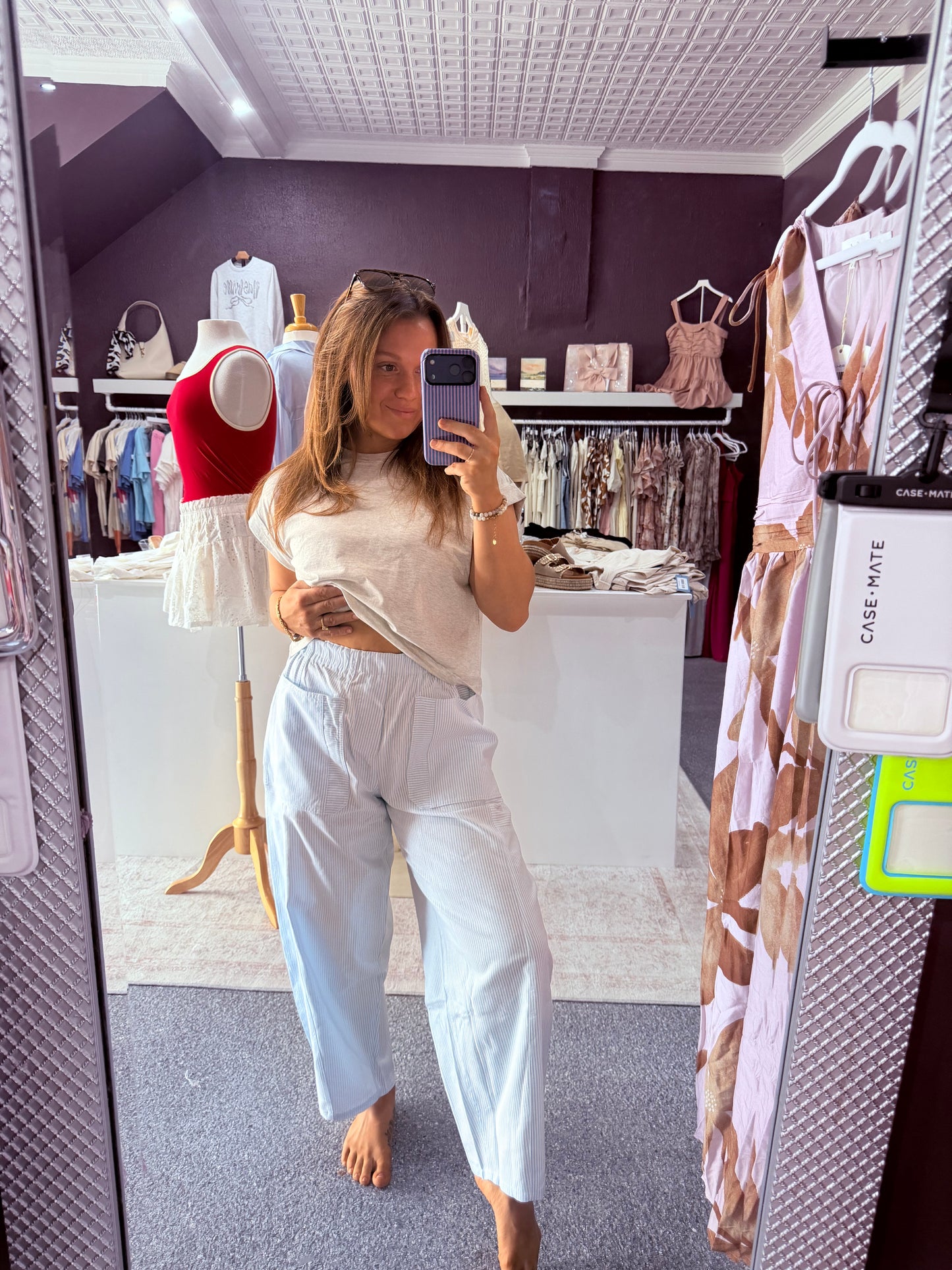 Bluebell Stripe Barrel Pants