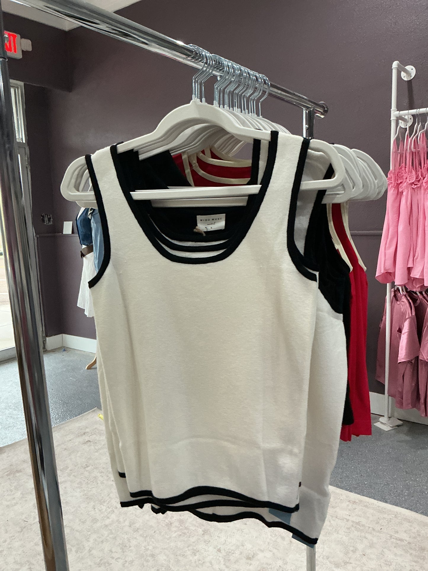 White & Black Trim Tank