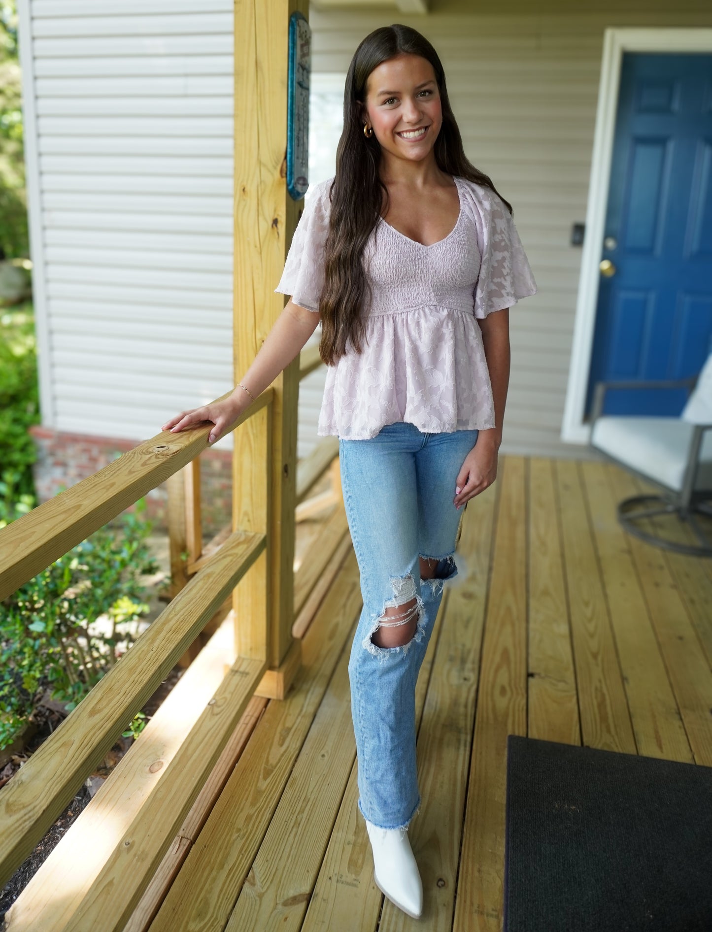 Graceful Bloom Smocked Top