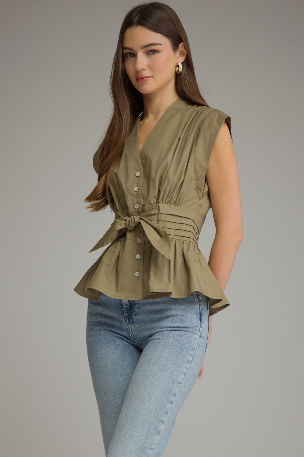 The Olive Tie-Waist Blouse