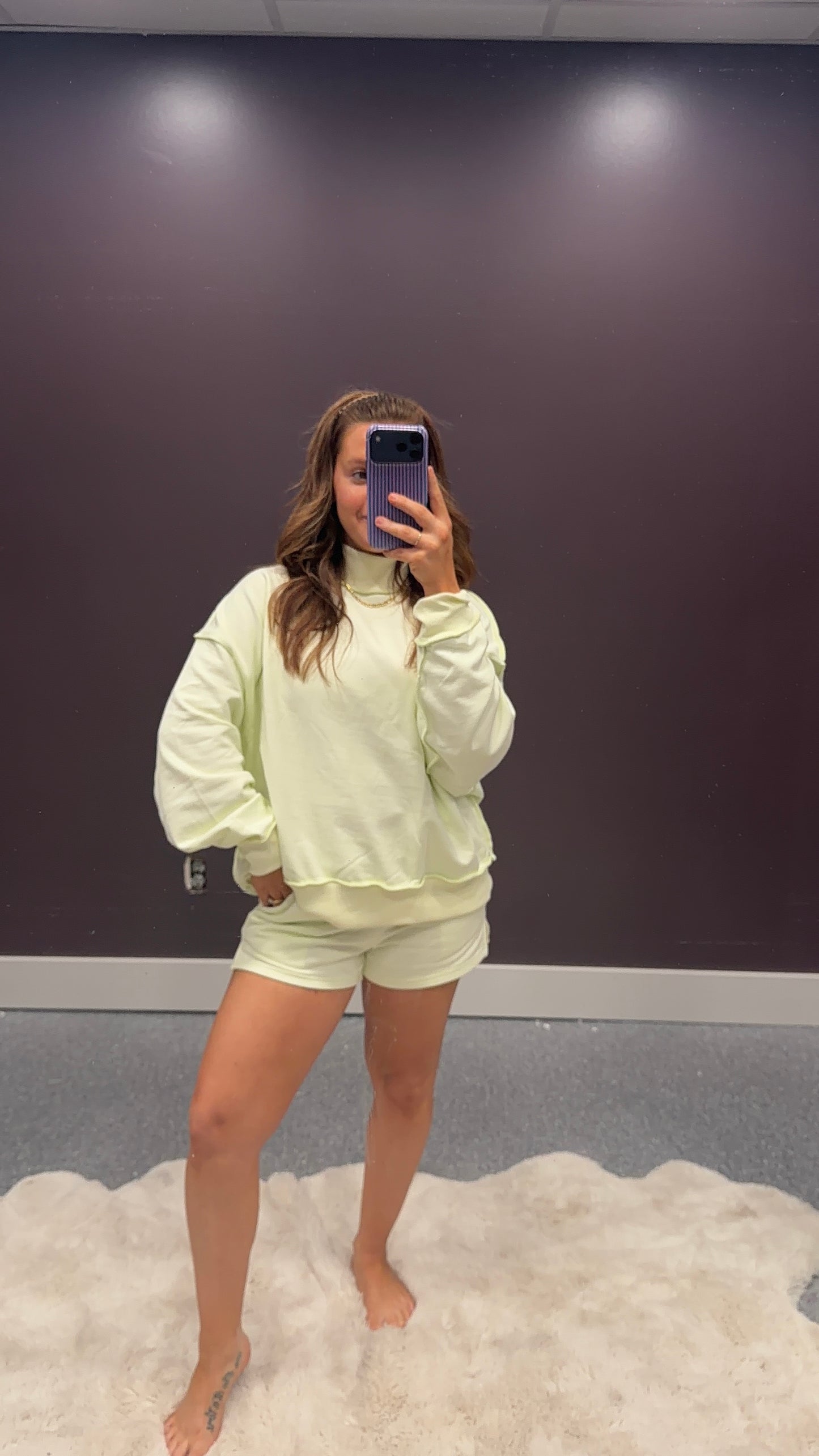 Green Highlight Mock Top