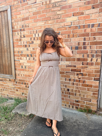 Gingham Bow Detail Midi Dress