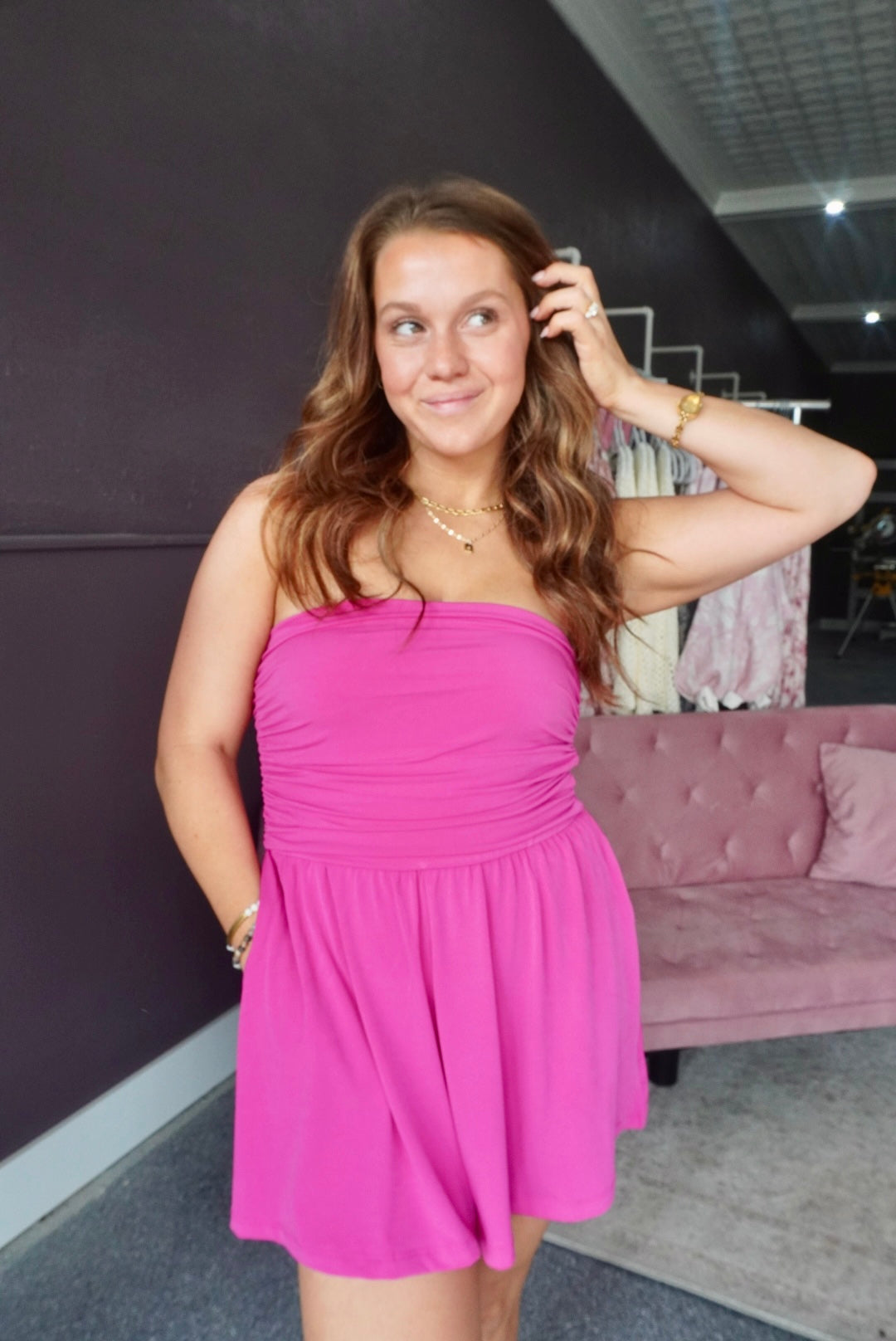 Pink Paradise Strapless Romper