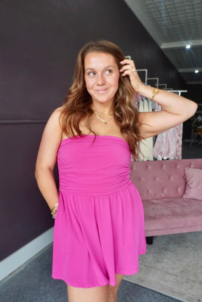 Pink Paradise Strapless Romper