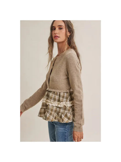 The Plaid Peplum Cardigan