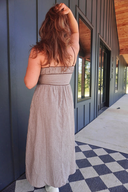 Gingham Bow Detail Midi Dress
