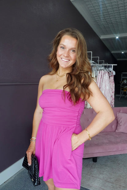 Pink Paradise Strapless Romper