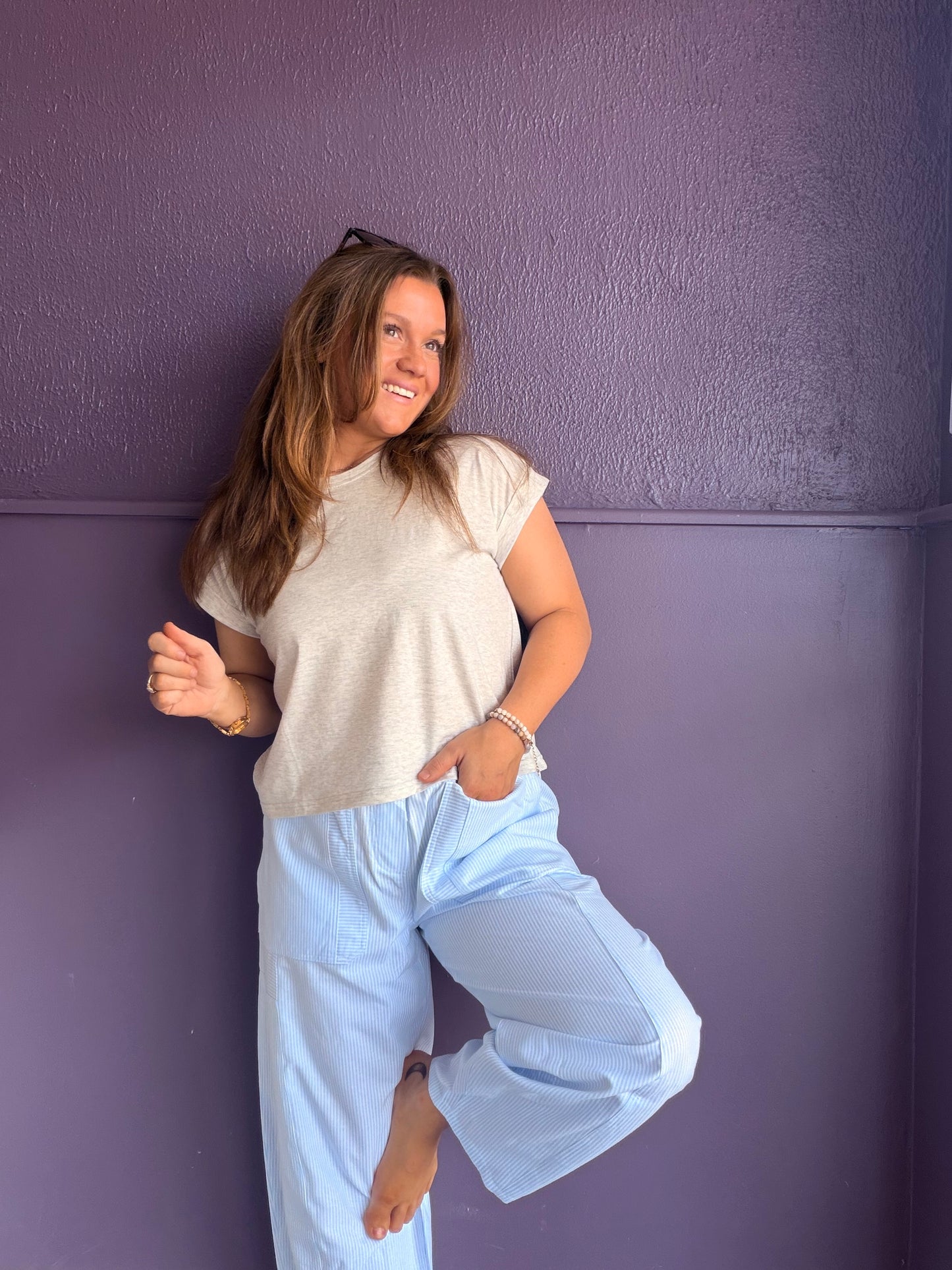 Bluebell Stripe Barrel Pants