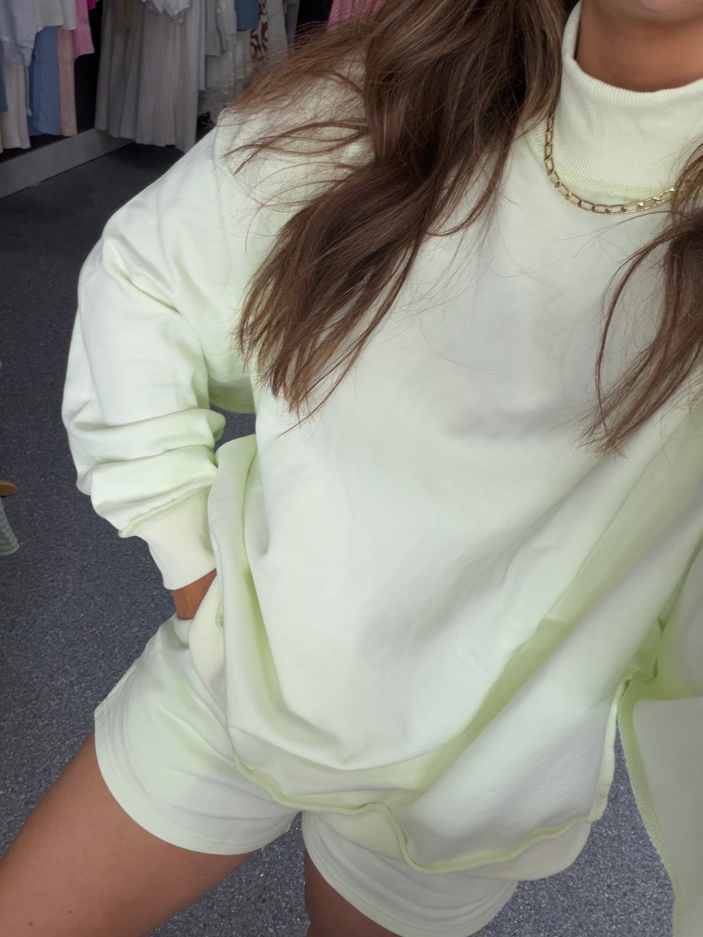 Green Highlight Mock Top