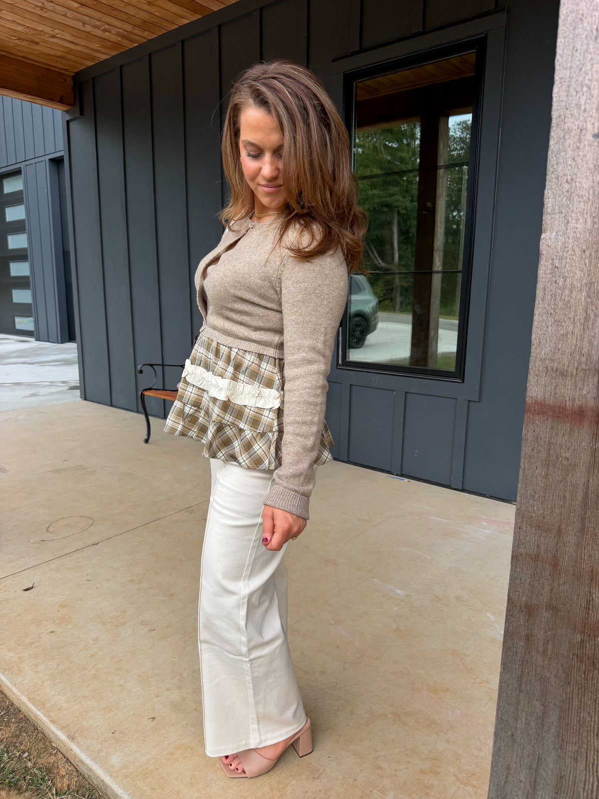 The Plaid Peplum Cardigan