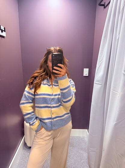 Striped Button Front Cardigan