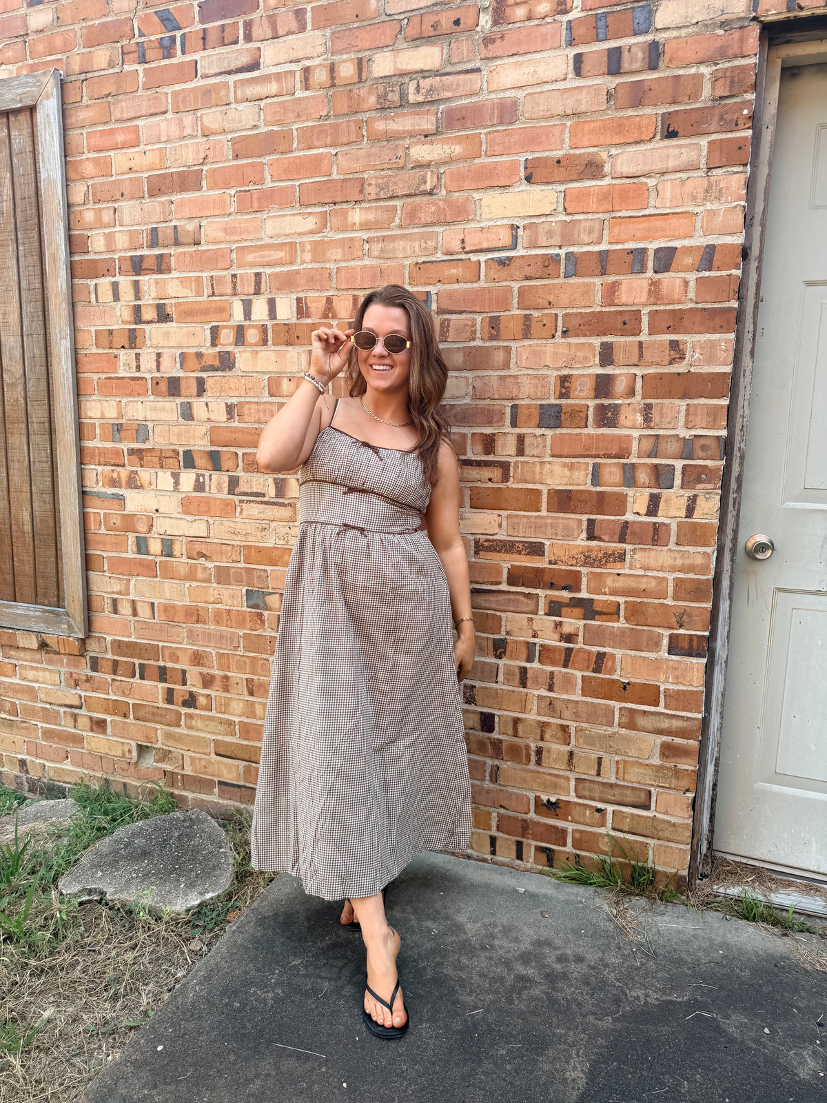 Gingham Bow Detail Midi Dress