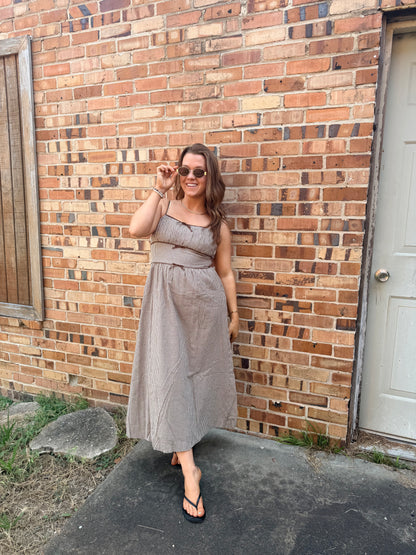 Gingham Bow Detail Midi Dress