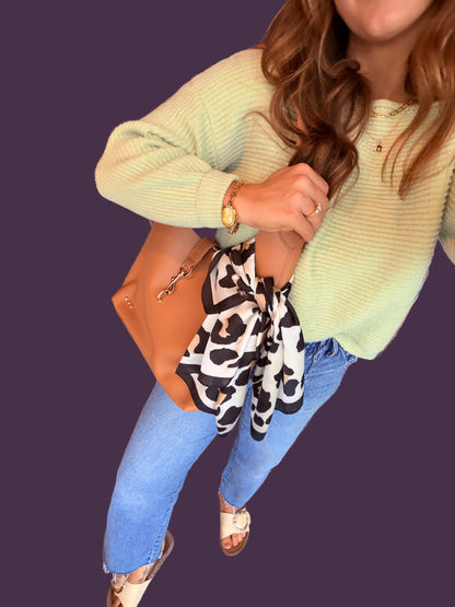 Leopard Print Square Scarf - Cream