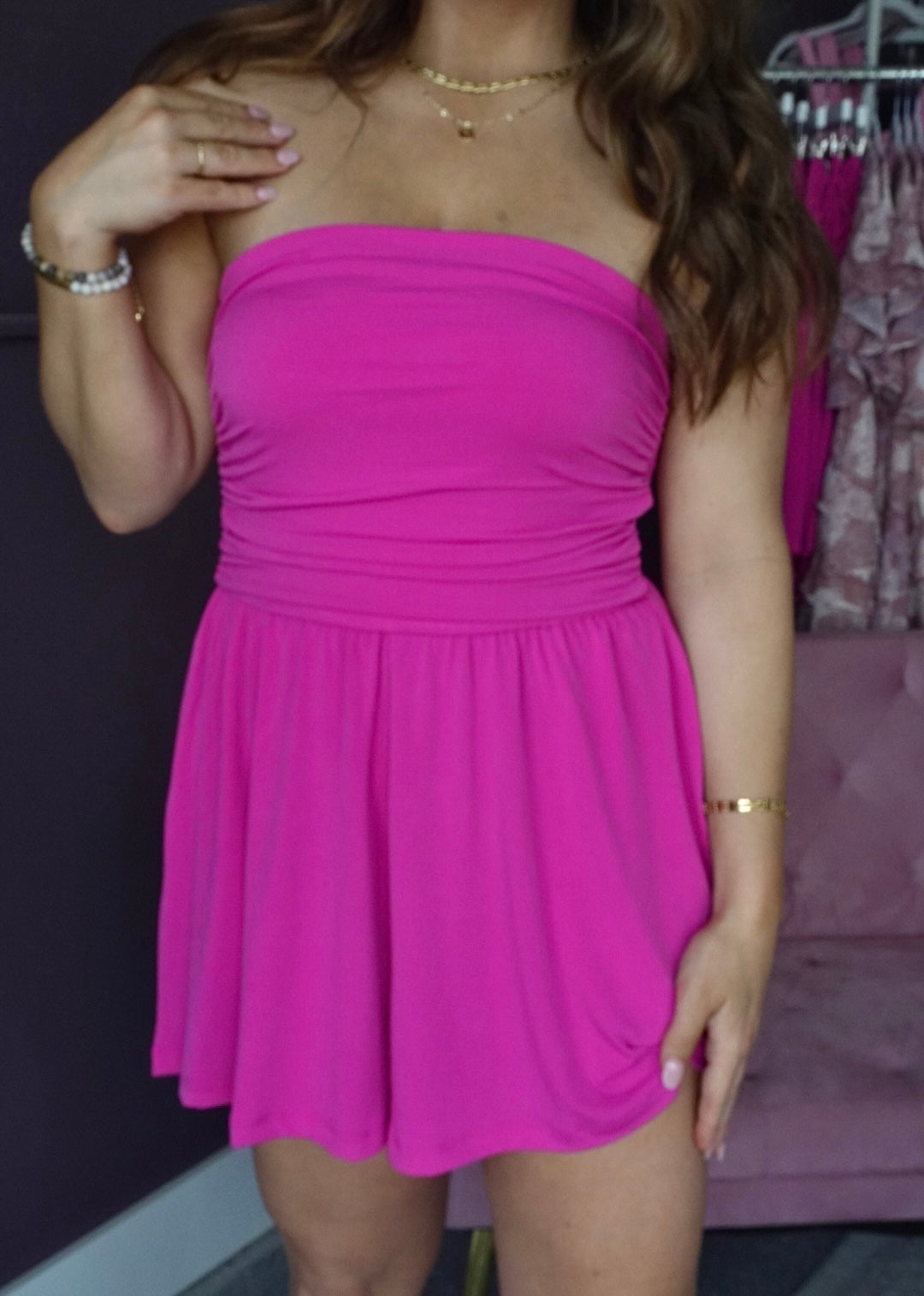 Pink Paradise Strapless Romper