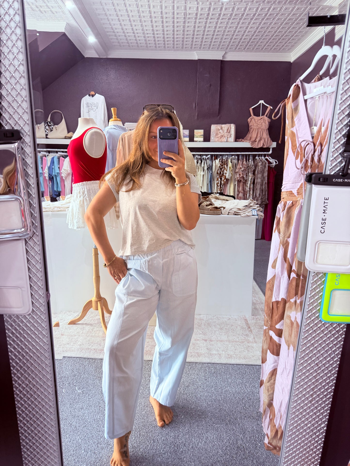 Bluebell Stripe Barrel Pants