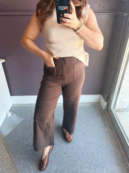 Seasonless Cotton Linen Stretch Straight Leg Ankle Pants