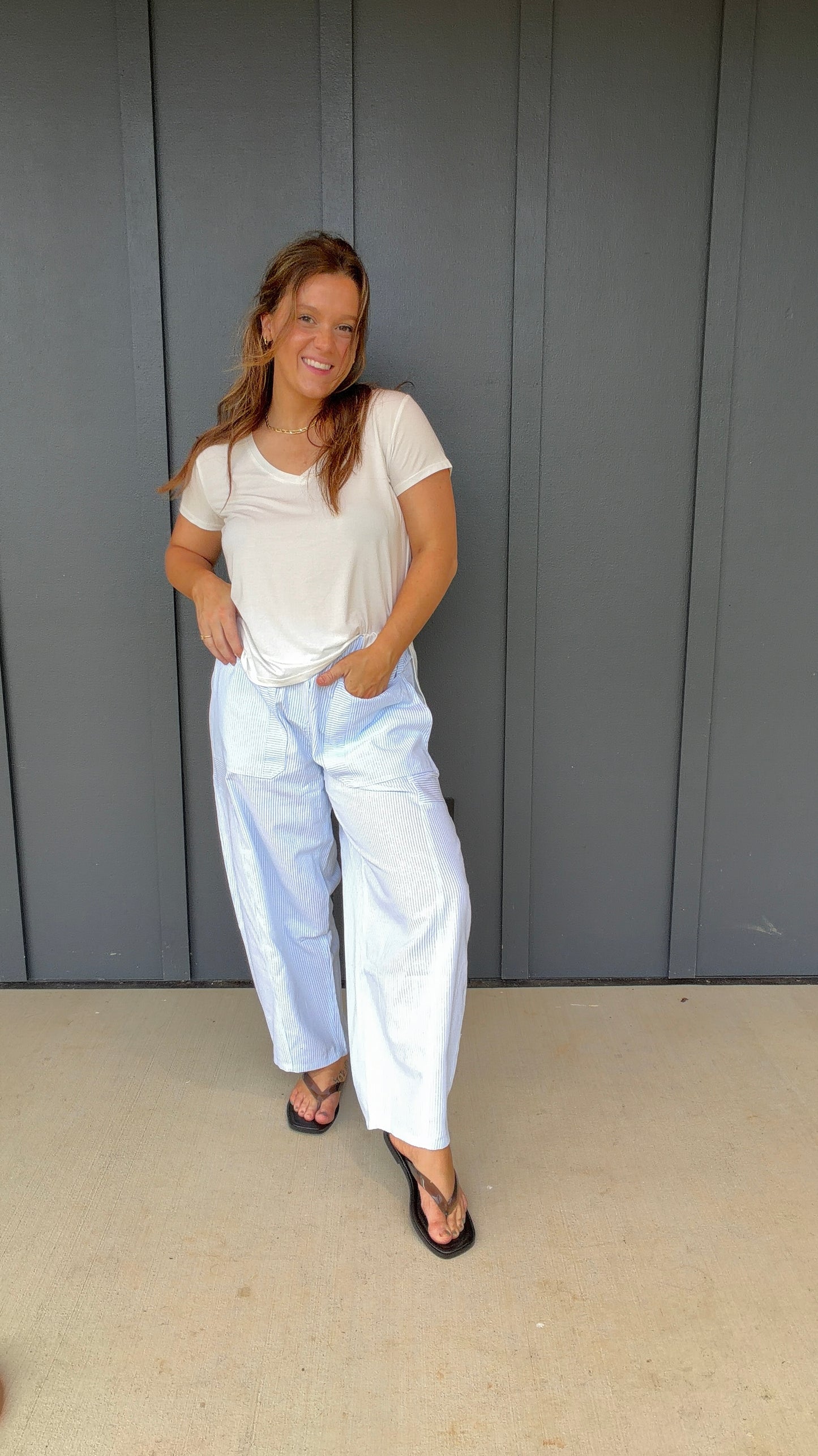 Bluebell Stripe Barrel Pants