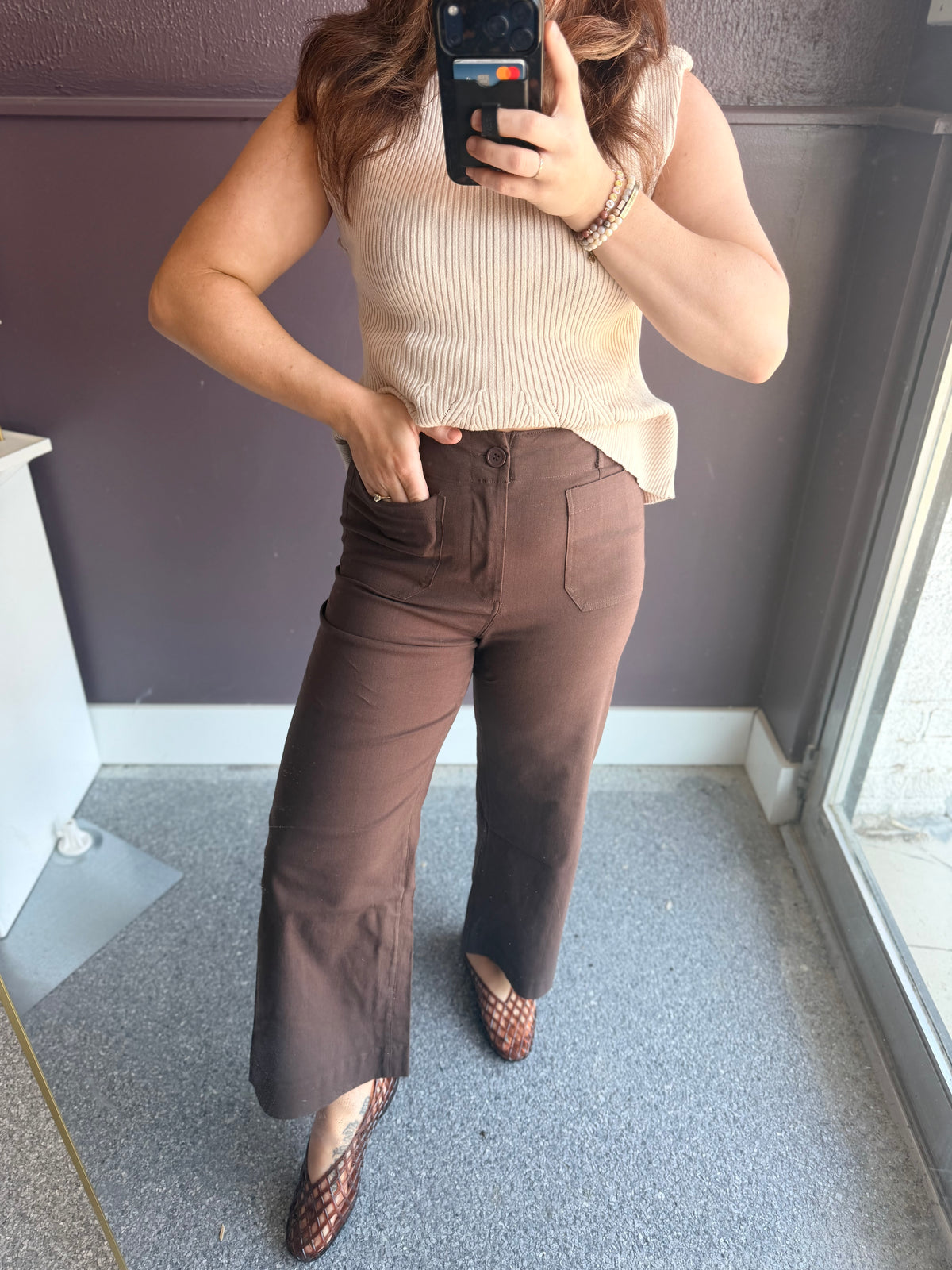 Seasonless Cotton Linen Stretch Straight Leg Ankle Pants