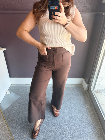 Seasonless Cotton Linen Stretch Straight Leg Ankle Pants