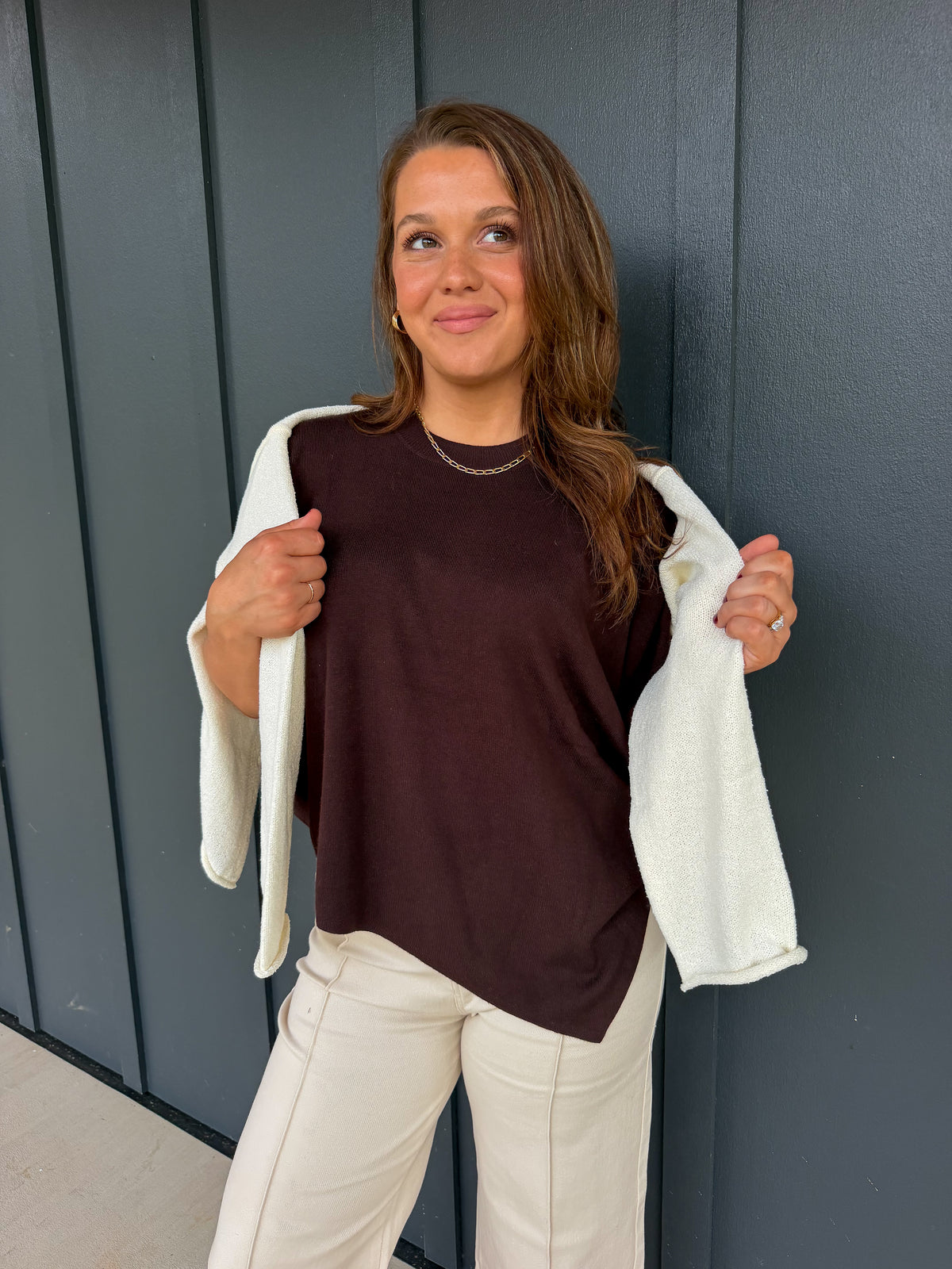 The Chocolate Asymmetric Sweater Top