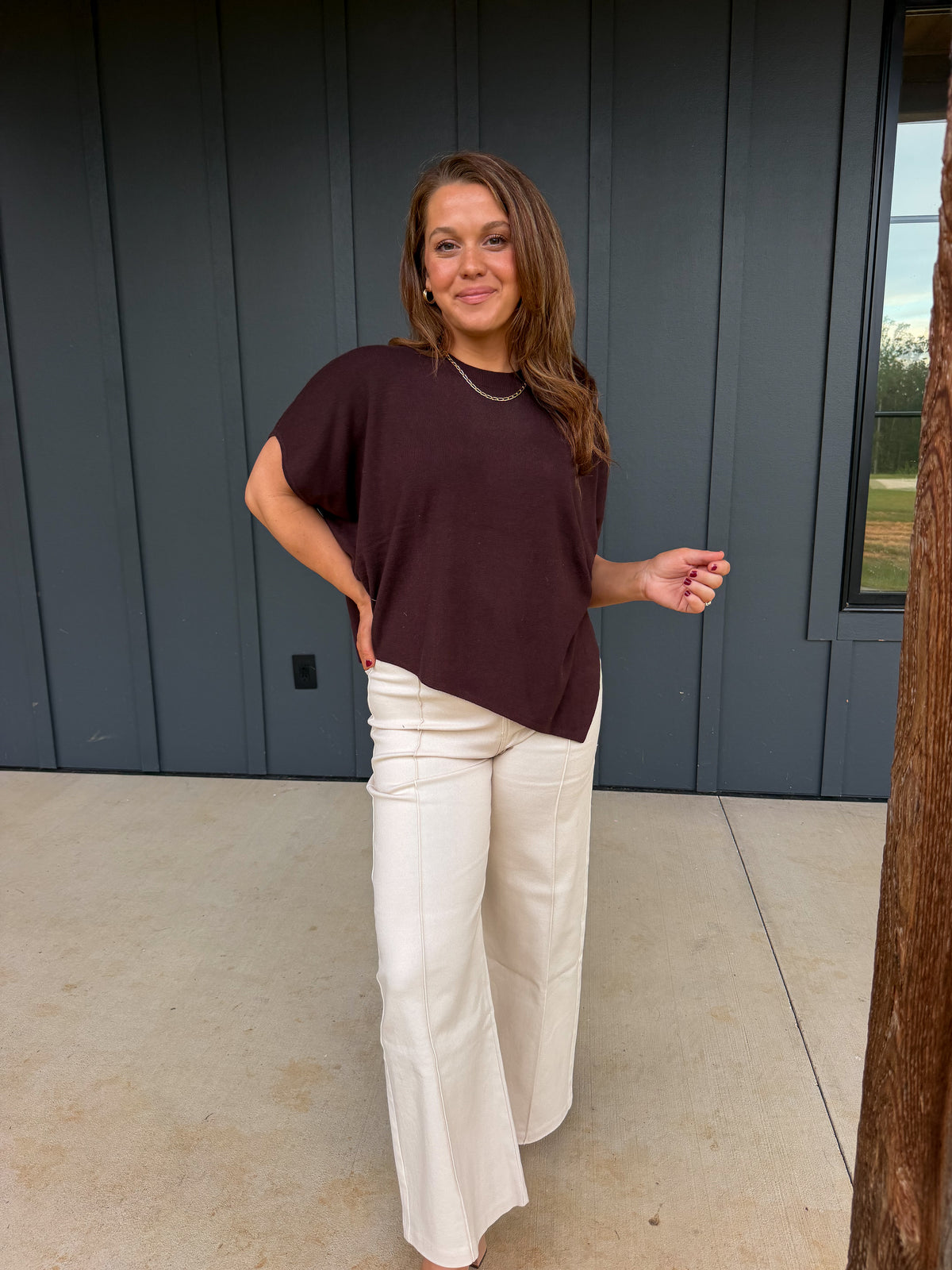 The Chocolate Asymmetric Sweater Top
