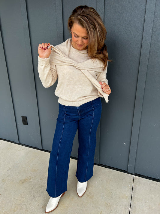 The Oatmeal Wrap Sweater