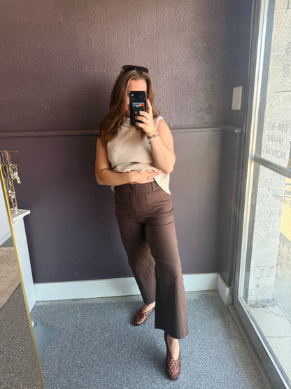 Seasonless Cotton Linen Stretch Straight Leg Ankle Pants