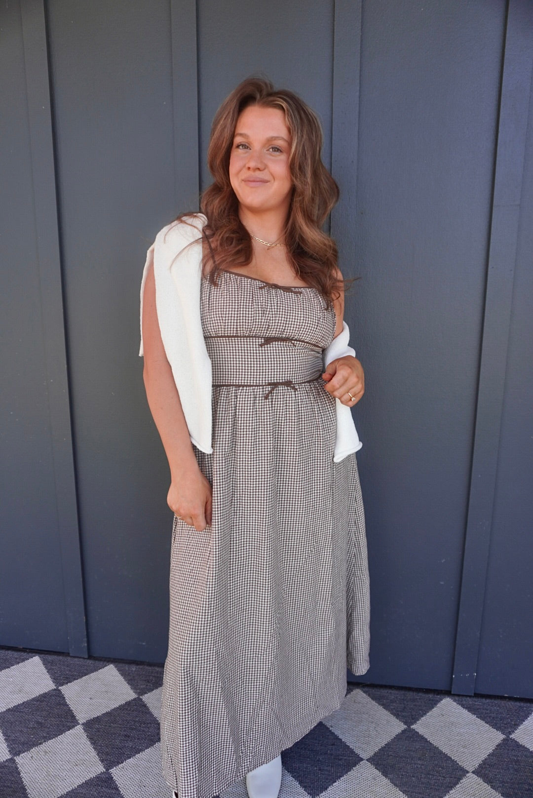 Gingham Bow Detail Midi Dress