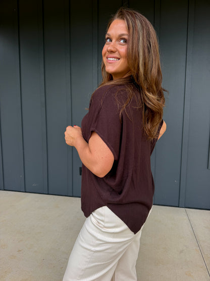 The Chocolate Asymmetric Sweater Top