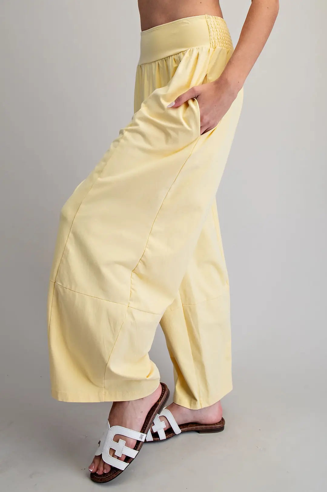 Butter Yellow Mineral Washed Wide Leg Pants