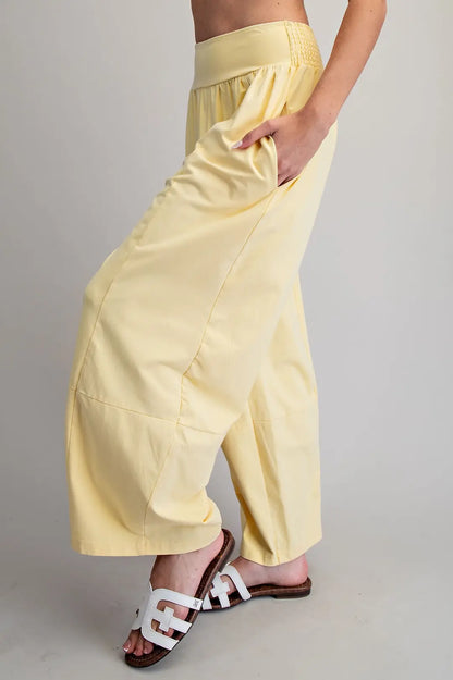 Butter Yellow Mineral Washed Wide Leg Pants