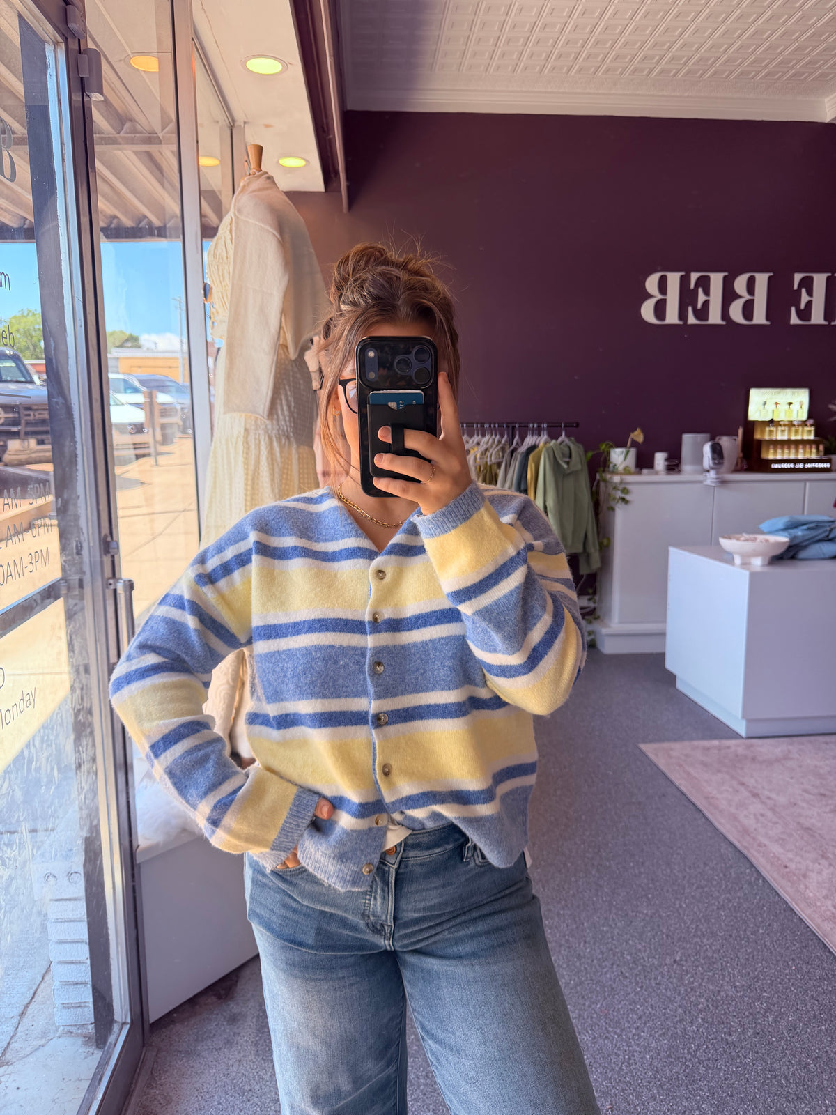 Striped Button Front Cardigan