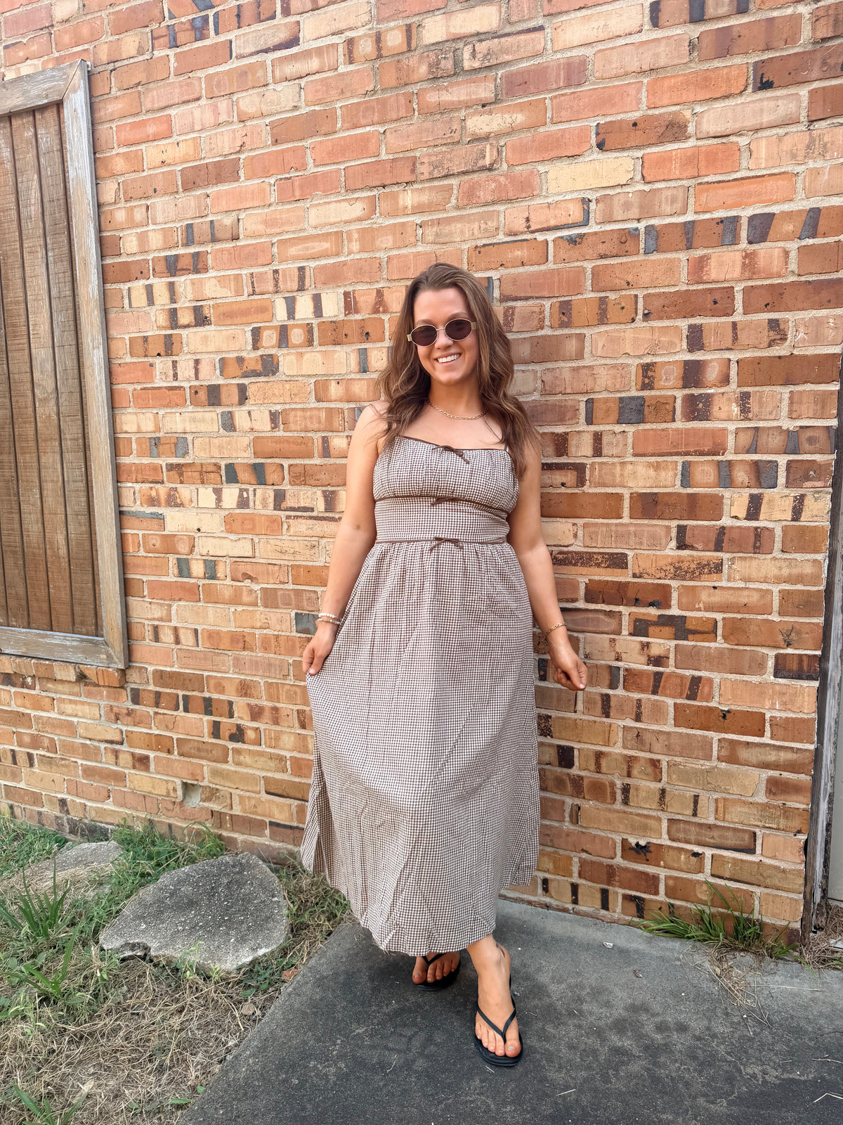 Gingham Bow Detail Midi Dress