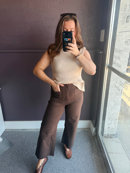 Seasonless Cotton Linen Stretch Straight Leg Ankle Pants