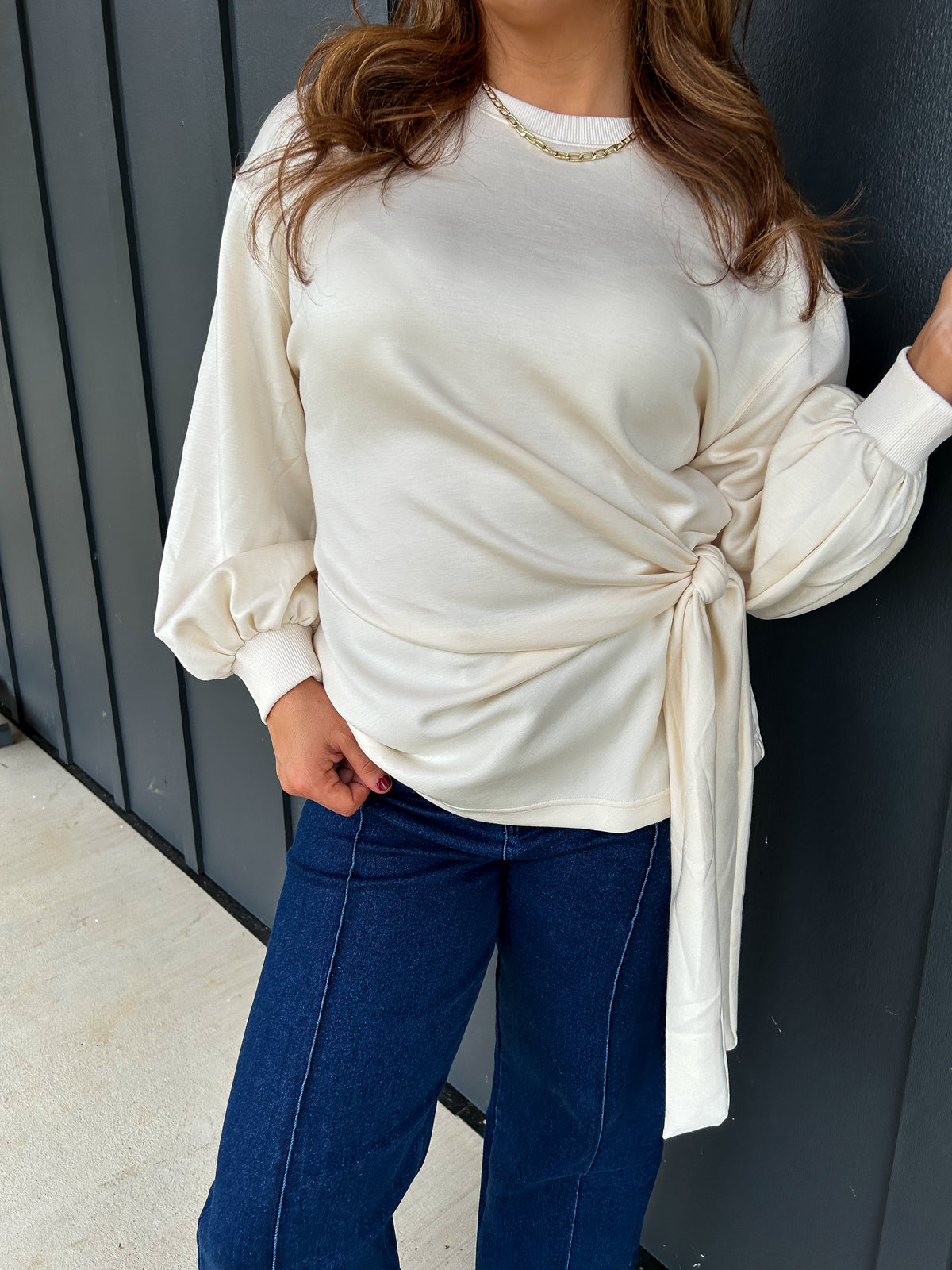 The Cream Side-Tie Sweatshirt