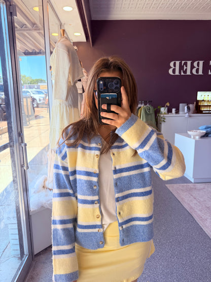 Striped Button Front Cardigan
