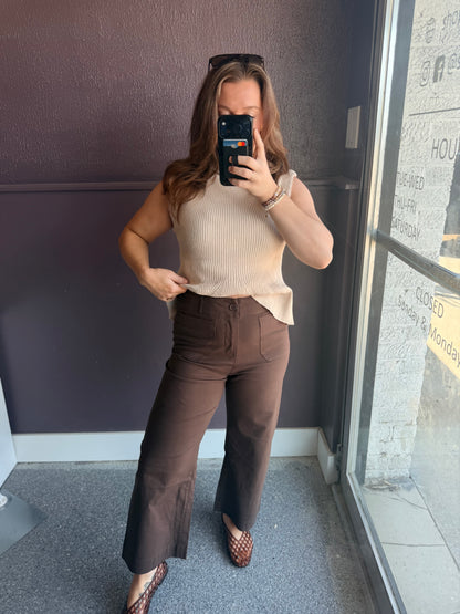Seasonless Cotton Linen Stretch Straight Leg Ankle Pants