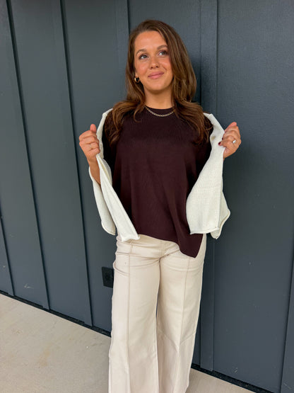 The Chocolate Asymmetric Sweater Top