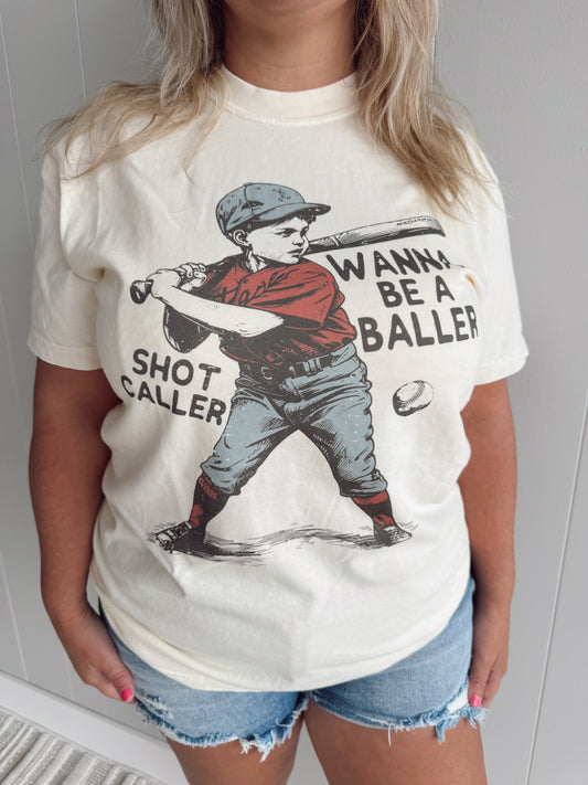 Wanna Be A Baller Ivory Graphic Tee